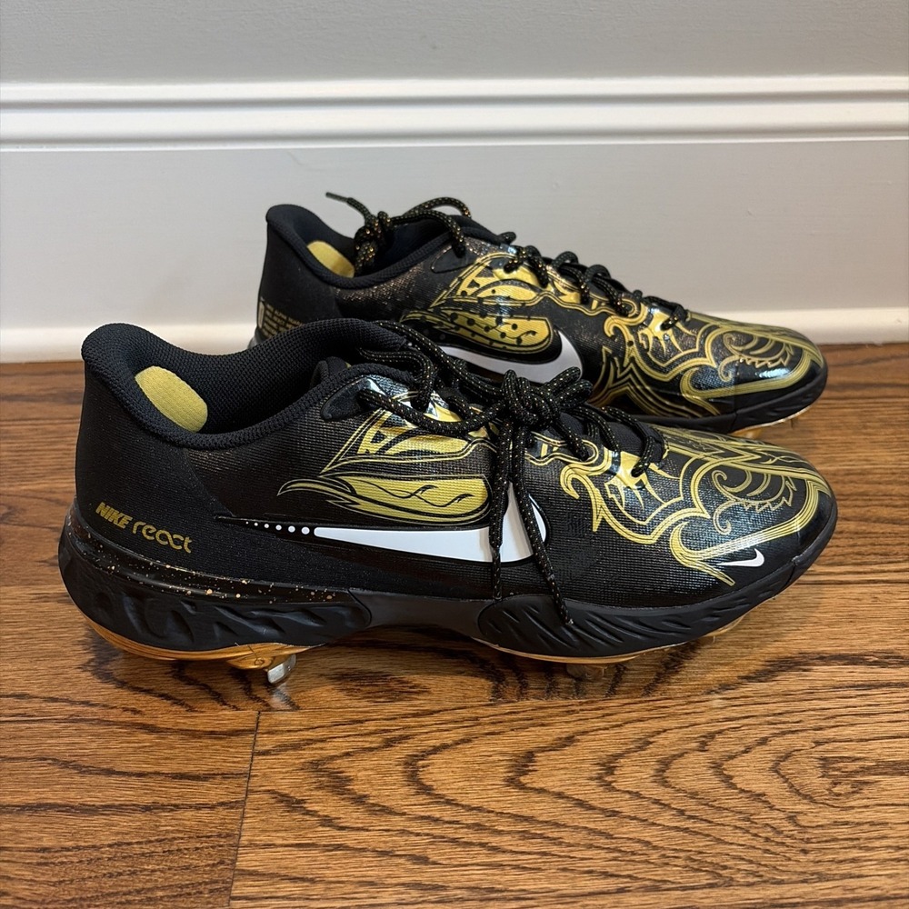 Nike Alpha Huarache Elite 3 Low Baseball Cleats Black Gold Size 12 CV3553-001